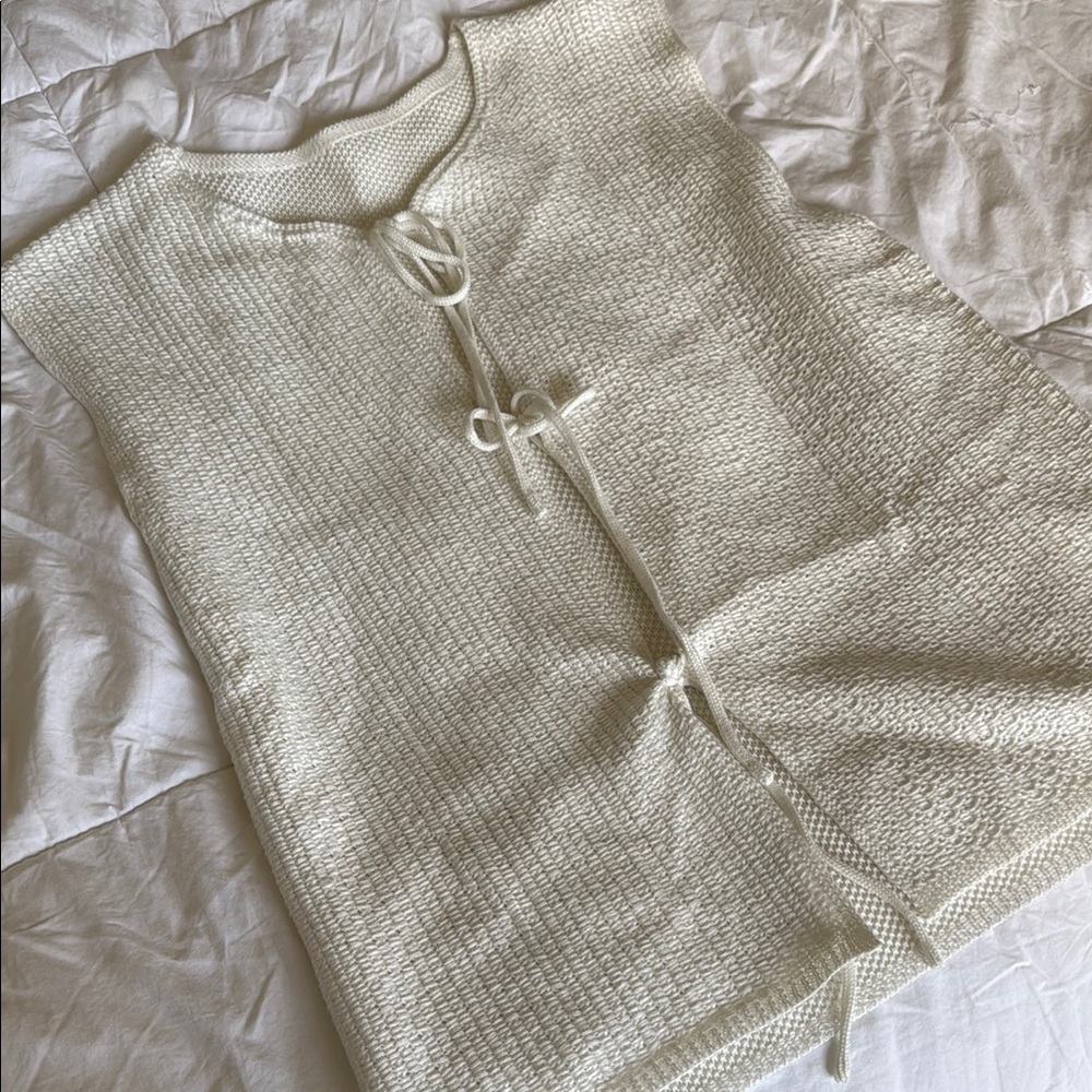 Cream Knit Sleeveless Top
